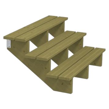 TERRASSETRAPP PLUS 3-STEG 34,2° TRYKKIMPREGNERT 75X51X120CM