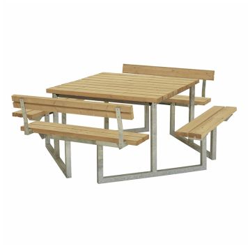 BENKESETT PLUS BORD/BENKER TWIST 2 RYGGSTØTTE 204X227X76/45CM GYLDENBRUN