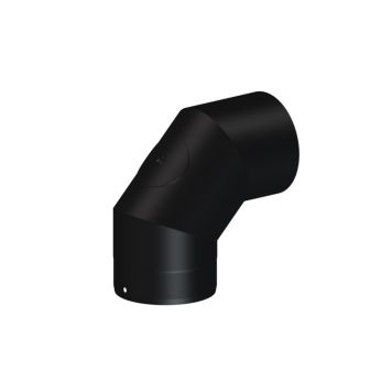 SKORSTEINSBØY MED LUKE Ø130 90º SVART