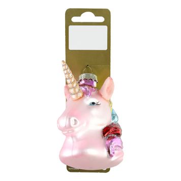 JULETREPYNT ENHJØRNING 8CM ROSA