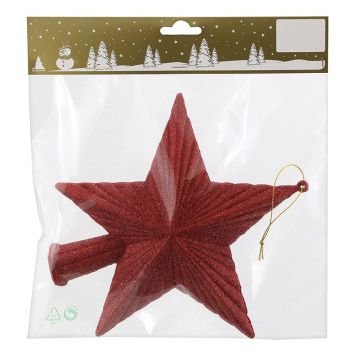 JULETREPYNT TOPPSTJERNE 19CM RØD