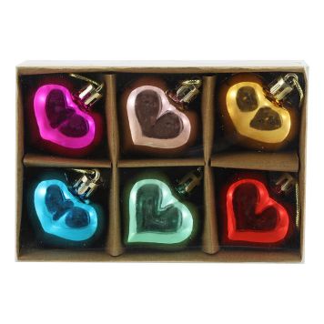 JULEKULER HJERTER  4CM FLERFARGET 6STK