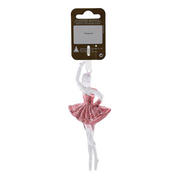 JULETREPYNT BALLERINA MED GLITTER ROSA            