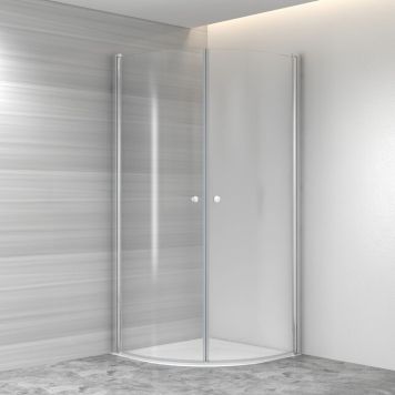 DUSJHJØRNE SAGA RUND 90X90CM KLART GLASS KROM