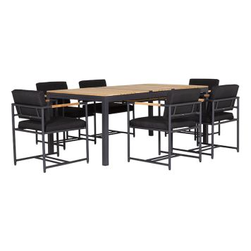 HAGEMØBELSETT SENSUM DANVIKEN BORD + 6 STOLER SVART ARENDAL