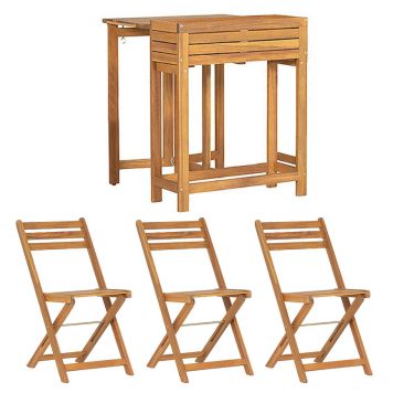 KAFÉSETT SUNFUN FRONTBORD + 3 STOLER NATUR