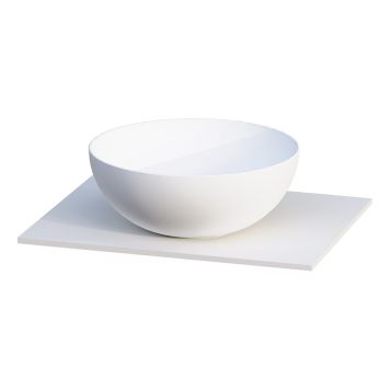 BENKEPLATE CAMARGUE AURA/FORS SOLID OVERFLATE 12MM MED OVENPÅLIGGENDE SERVANT Ø400MM PORSELSIN