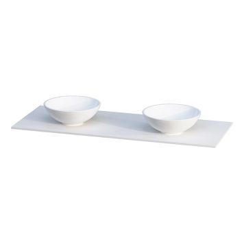 BENKEPLATE CAMARGUE AURA SOLID SURFACE 12 MM MED DOBBEL OVERNPÅLIGGENDE SERVANT Ø335 MM KOMPOSITT