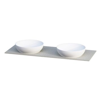 BENKEPLATE CAMARGUE AURA SOLID SURFACE 12 MM MED DOBBEL OVENPÅLIGGENDE SERVANT Ø400 KOMPOSITT
