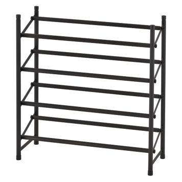 SKOHYLLE JUSTERBAR METALL MED 4 HYLLER 62–115,5 CM SVART