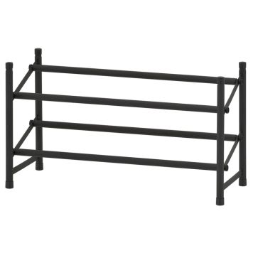 SKOHYLLE JUSTERBAR METALL 2 HYLLER 62-115,5 CM SVART