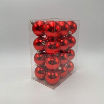 JULEKULER GLANSENDE 6CM RØDE 24STK