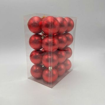 JULEKULER GLITTER 6CM RØD 24STK