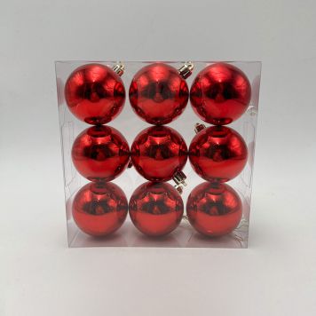 JULEKULER GLOSSY 6CM RØD 9STK