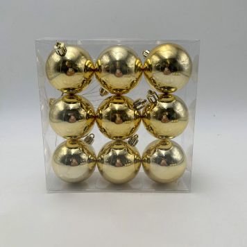 JULEKULER GLANSIG 6CM GULL 9STK