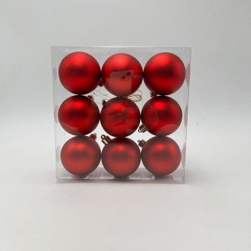 JULEKULER MATT 6CM RØD 9STK