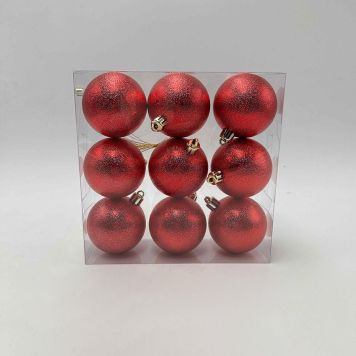 JULEKULER GLITTER 6CM RØD 9STK