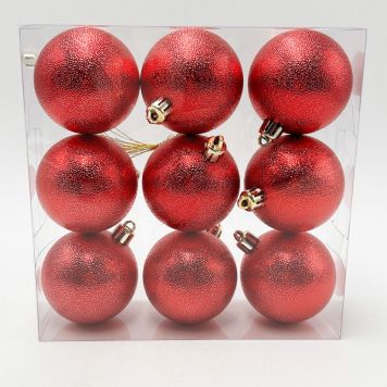 JULEKULER GLITTER 6CM RØD 9STK