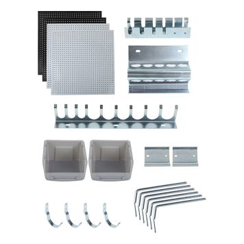 VERKTØYSTAVLE WISENT SETT 400X400MM 19-DELER HVIT/SVART