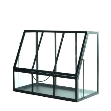 MINIDRIVHUS I METALL MATT SVART 35CM