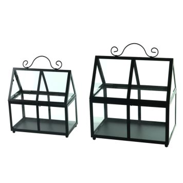 MINIDRIVHUS SETT I METALL MATT SVART 2 STK