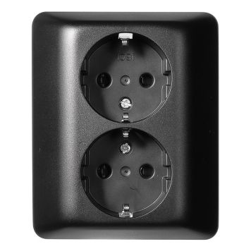 STIKKONTAKT ELKO RS 2-VEIS JORDET SVART