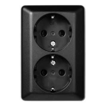 STIKKONTAKT ELKO RS 2-VEIS JORDET UTENPÅLIGGENDE SVART