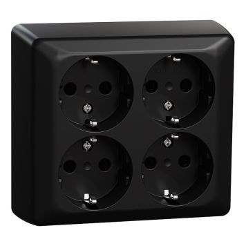 STIKKONTAKT ELKO RS 4-VEIS JORDET UTENPÅLIGGENDE SVART