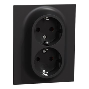 STIKKONTAKT ELKO ONE 2-VEIS JORDET SVART