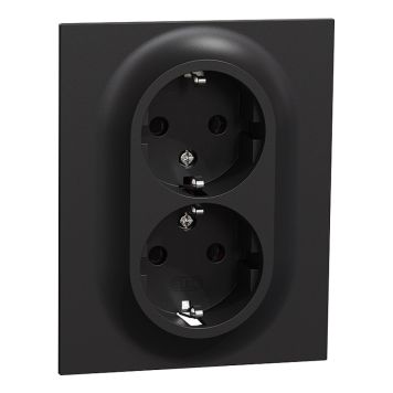 STIKKONTAKT ELKO ONE 2-VEIS JORDET LAV SVART