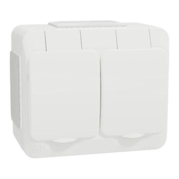 VEGGUTTAK SCHNEIDER ELECTRIC WDE0400080 AQUA-STARK 2-VEIS JORDET MED LÅS HVIT
