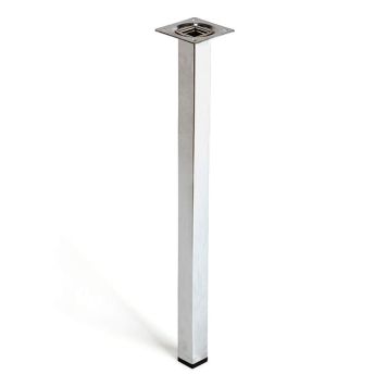MØBELBEN REI STÅL 25X25X400MM BLANK KROM