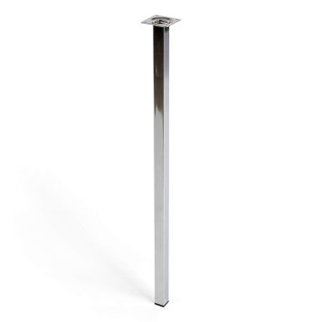 MØBELBEN REI STÅL 25X25X700MM BLANK KROM