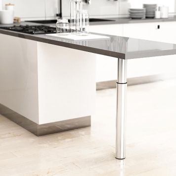 MØBELBEN REI JUSTERBART STÅL Ø50-60X710-1000MM BLANK KROM