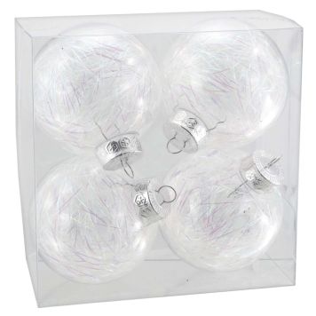 JULEKULER PLAST Ø8CM HVIT 4STK