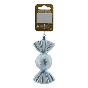 JULETREPYNT GODIS 12X5X4,5CM LYSEBLÅ/HVIT