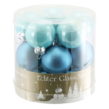 JULEKULER GLASS Ø3,5CM TURKIS 15STK