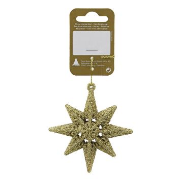 JULETREPYNT STJERNE GLITTER 9CM GULL