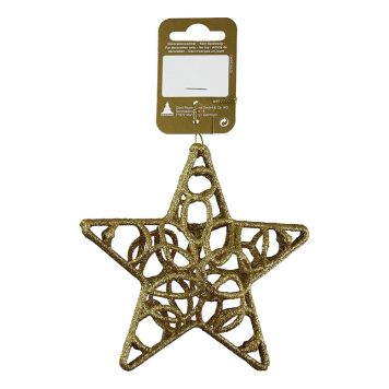 JULETREPYNT STJERNE GLITTER 13X4CM GULL