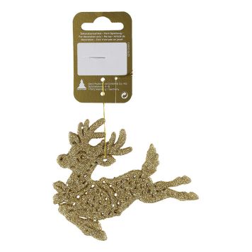 JJULETREPYNT REINSDYR GLITTER 10X9CM GULL