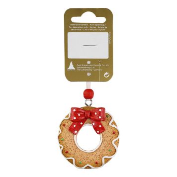 JULETREPYNT PEPPERKAKEKRANS Ø5,5CM RØD/BRUN