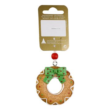 JULETREPYNT PEPPERKAKEKRANS Ø5,5CM GRØNN/BRUN