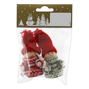 JULEPYNT NISSE 7,5 CM RØD/GRÅ 2STK