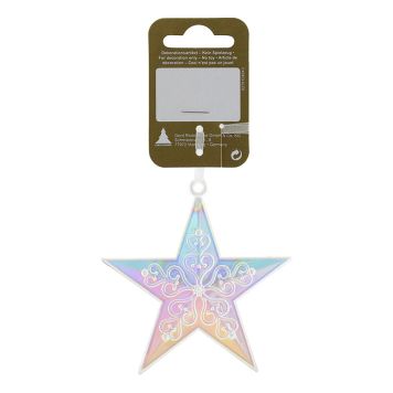 JULETREPYNT STJERNE 8X8CM ROSA