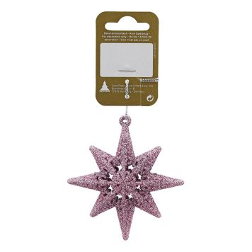 JULETREPYNT STJERNE GLITTER 9CM ROSA