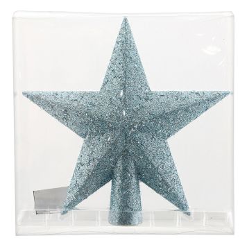 JULETREPYNT JULESTJERNE GLITTER Ø20CM LYSEBLÅ