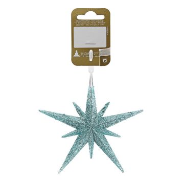 JULETREPYNT STJERNE GLITTER Ø11CM LYS BLÅ