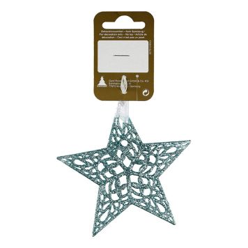 JULETREPYNT STJERNE GLITTER Ø10CM LYS BLÅ