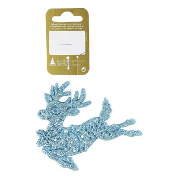 JULETREPYNT REINSDYR GLITTER 10X9CM LYSEBLÅ
