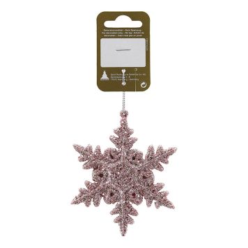 JULETREPYNT MED SNØFNUGG GLITTER Ø9CM ROSA